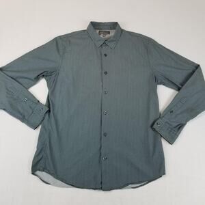Vince Shirt Mens Large Geometric Pattern Button Up Long Sleeve Italian Fabric